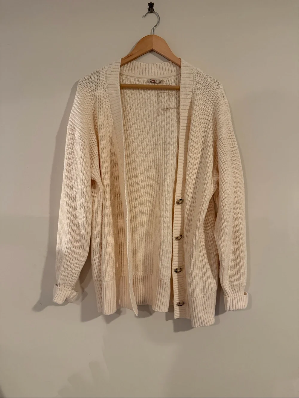Faherty Cream Ribbed Knit Sweater